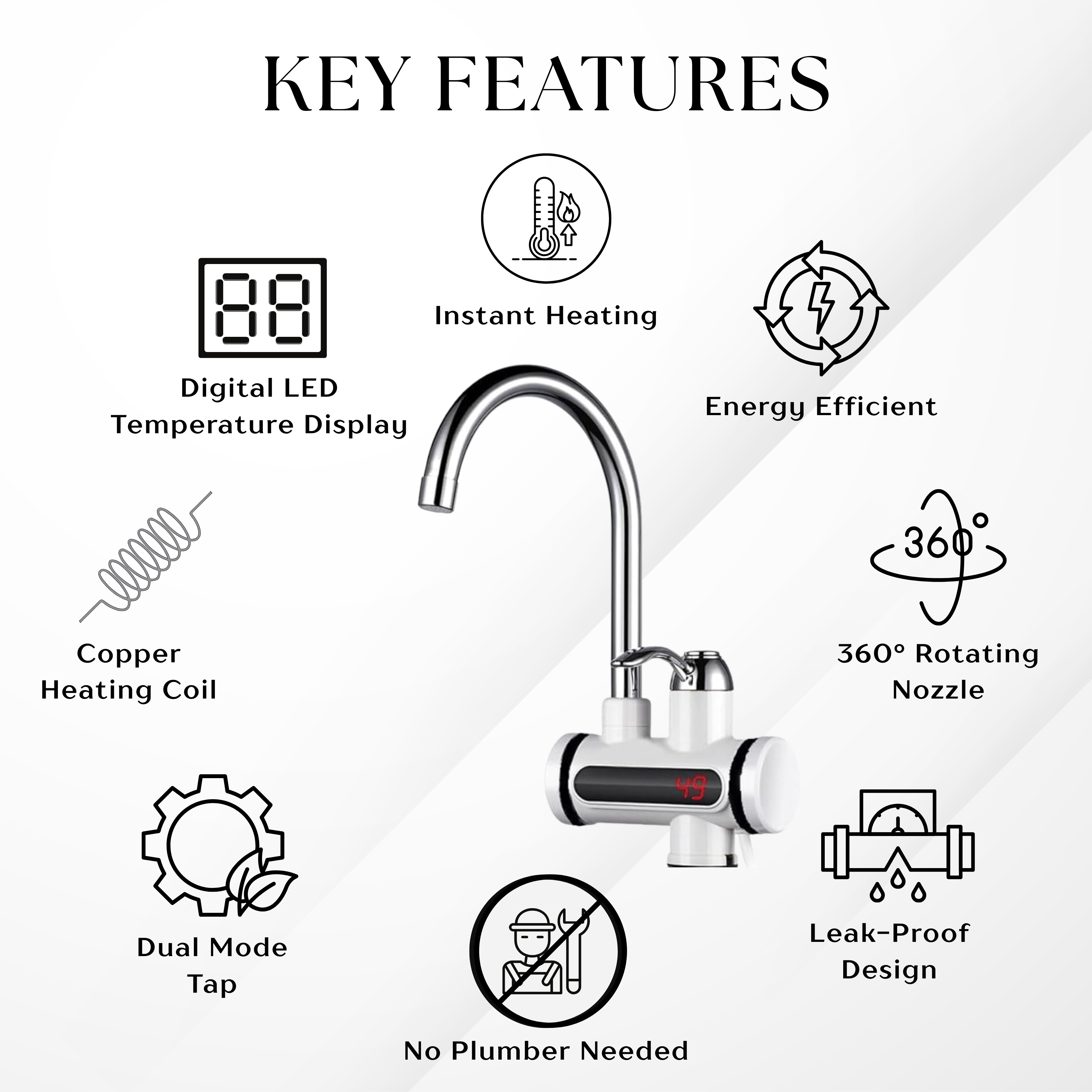 Electric Water Heater Instant Hot Faucet Kitchen